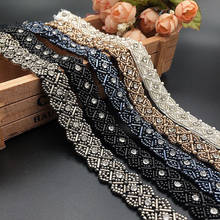 5Yards Pearl Beaded Lace Trim 2cm Lace Ribbon Fabric Clothes Decoration Wedding Dress Collar Belt African Lace Fabric Applique 2024 - buy cheap