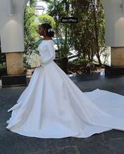 Simple New Elegant Long Sleeves A-line Wedding Dresses 2020 Sexy African Off Shoulder Plus Size Bridal Gown 2024 - buy cheap