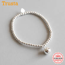 Trustdavis fashion 100% pulseira de prata esterlina feminina, braceletes de bolas minimalistas com corrente de 3mm e 8mm, joias de casamento ds2276 2024 - compre barato