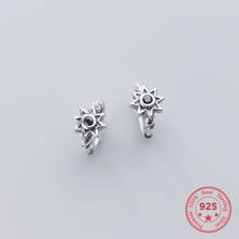Fashion 925 Sterling Silver Earrings Female Korean Style Fashion Retro Black Diamond Sun Earring Earrings Fine Jewelry Gifts 2024 - buy cheap