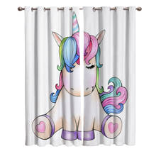 Cartoon Unicorn Cute Window Curtains for Kids Room Curtains for Living Room Decorative Items Living Room 2024 - buy cheap