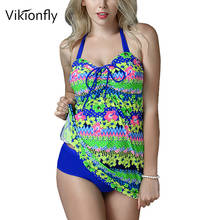 Vikionfly 5xl 6XL Plus Size Tankini Swimsuits Women 2020 2 Piece Swimwear Dress Swimming Suit For Women Bathing Suit With Shorts 2024 - buy cheap