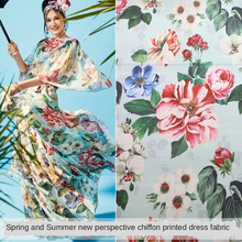 Spring and Summer Peony Printed Thin Chiffon Shirt Fabric for Handmade Holiday Dress Scarf Garment Material 2024 - buy cheap