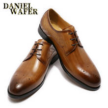 Zapatos Oxford italianos para hombre, calzado Formal de cuero con cordones, para boda, oficina y negocios, color marrón 2024 - compra barato
