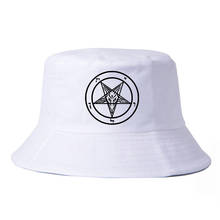 Pentagram Gothic Occult Satan men fisherman hat New Summer Men Flat top sun bucket hat Satan women Harajuku panama sombrero 2024 - buy cheap