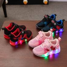 Zapatos luminosos LED para niños y niñas, zapatillas de deporte de punto antideslizantes con dibujos animados, novedad de Primavera de 2020 2024 - compra barato
