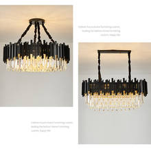 Двухслойные подвесные светильники в стиле арт-деко, Черное золото, Хрустальный светодиодный подвесной светильник, подвесной светильник для столовой 2024 - купить недорого