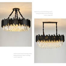 Arte deco 2 camada pendurado lâmpadas de cristal ouro preto led suspensão luminária lâmpada pingente. luz pingente para sala jantar