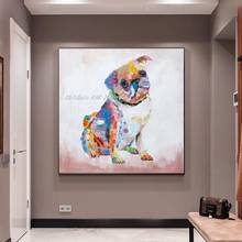 Arthyx Современные настенные картины ручная роспись красочная милая собака животные масляная живопись на холсте Абстрактная поп-арт для украшения дома 2024 - купить недорого