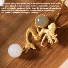 Uglyless Romantic Fairy Tale Mermaid Pendants Necklaces for Women 925 Silver Beauty Fish Necklaces + Chain Natural Jade Pendants 2024 - buy cheap