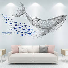 [shijuekongjian] Blue Fish Stars Wall Stickers DIY Whale Animal Mural Decals for Kids Rooms Baby Bedroom House Decoration 2024 - buy cheap