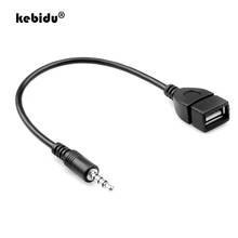 Kebidu OTG преобразователь 3,5 мм штекер аудио AUX разъем к USB 2,0 Тип A гнездовой адаптер кабель для автомобиля MP3 2024 - купить недорого