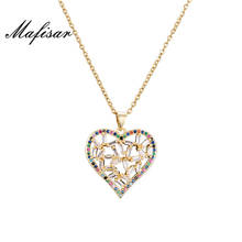 Mafisar colar feminino com pingente de coração vazado, joia feminina de luxo com zircônio cúbico e bijuterias para casamento 2024 - compre barato