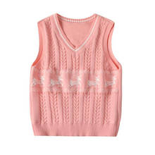 Chilsren vest s vest bebê crianças com decote em v jacquard lã camisola de malha para meninas e meninos roupas 2024 - compre barato