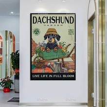 Póster de Dachshund Garden Live Life In Full Bloom, impresión artística de Dachshund, arte de pared de perro amoroso, decoración del hogar de jardín, el mejor regalo de la historia 2024 - compra barato
