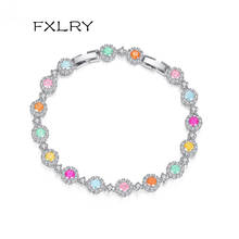 FXLRY новый модный Индивидуальный роскошный синий или Красочный геометрический браслет с фианитами для женщин ювелирные изделия для вечерние в подарок 2024 - купить недорого
