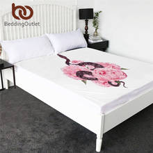 Lençol penteado florais beddingoutlet, lençol artístico em aquarela rosa floral 2024 - compre barato