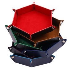 1pc 24cm Foldable Dice Tray Box PU Leather Folding Hexagon Coin Square Tray Dice Game 6 Colors hot sale 2024 - buy cheap