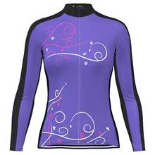 Hirbgod novas mulheres manga longa camisa de ciclismo equipe esporte ao ar livre roupas femininas ciclismo roxo flor impressão bicicleta wear, TYZ091-02 2024 - compre barato