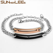 Sunnerleas-pulsera de acero inoxidable para hombre y mujer, cadena de eslabones con Zirconia cúbica, Rosa Negra, regalo de San Valentín, SCB24 2024 - compra barato