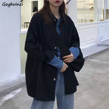 Turn-down Collar Blouses Women Vintage Medium-long Chic Korean Style Solid All-match Cargo Retro Tops Autumn Ulzzang Streetwear 2024 - buy cheap