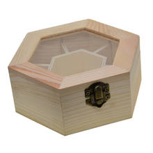 Caixa de armazenamento de jóias de madeira simples natural com tampa de vidro & bloqueio 2024 - compre barato