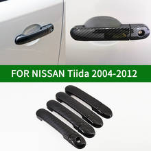 Padrões de fibra de carbono maçaneta da porta lateral capa guarnição para nissan tiida versa latio primeira geração c11 2004-2012 2024 - compre barato