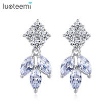 LUOTEEMI Trendy Water Drop AAA High Quality Shiny Cubic Zircon Drop Dangle Earrings for Women Wedding White Gold Color Gift 2024 - buy cheap