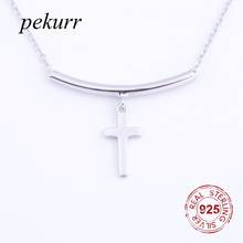 Pekurr-collares de plata de ley 925 con forma de cruz para mujer, colgantes, cadena de plata fina, joyería fina, regalos 2024 - compra barato