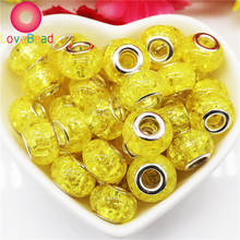 10pcs Wholesale Lot Bulk Yellow Color Flower Big Hole Round Loose Beads Fit Original European Style Pandora Bracelet DIY Jewelry 2024 - buy cheap