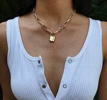 Gold Chain Punk Necklace Chokers For Women Silver Color Geometric Lock Pendant Necklaces Boho Maxi Statement Party Jewelry 2024 - buy cheap