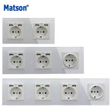 Matson Wall Socket EU Dual USB 2.1A Wall Charger Socket German Bayer Base 110-250V Schuko Plug Multiple Tempered Glass Panel 16A 2024 - buy cheap