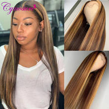 Cynosure-peruca de cabelo humano liso #4/27, pré-selecionado, renda frontal, para mulheres negras, remy 2024 - compre barato