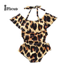 Imcute Toddler Kids Baby Girl Ruffle Collar Off Shoulder Swimwear Girls Bathing Suit Beachwear Leopard One Piece Swimsuit 2024 - buy cheap