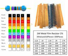 Conjunto de resistores de filme de metal de 1w, 1% r-750r, kit de resistores 300 30 valores * 10 peças, resistor de resistência comumente, segundo 2024 - compre barato