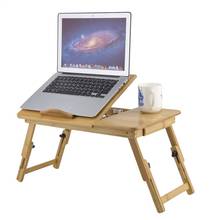 Soporte plegable para ordenador portátil, escritorio de bambú con/sin ventilador, para servir té, cama, comedor, Notebook 2024 - compra barato