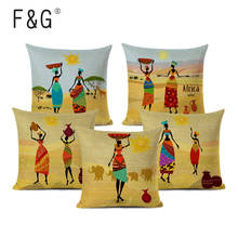 African Woman Decorative Cushion Cover Africa Safari Custom Pillow Cover National Pattern Sofa Home Decor Linen Pillowcase 2024 - buy cheap