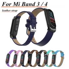 Pulseiras coloridas em couro para xiaomi mi band 4 e 3, capa prateada e preta para relógio inteligente xiaomi mi band 4 e 3 2024 - compre barato