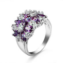 Wegarsti anéis de flor de pedra preciosa, 4 cores pequeno topázio para mulheres 925 prata esterlina anel de casamento e noivado, joias finas 2024 - compre barato