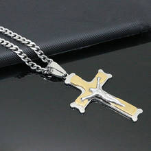 Mens Jesus Christ Crucifix Cross Pendent Necklace Stainless Steel 60CM Chain And Bigger Cross Pendent Necklace Woman Jewelry 2024 - buy cheap