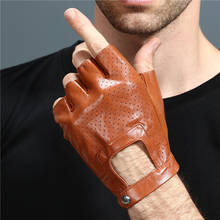 Fingerless Leather Gloves Car Driving Gloves Men's Genuine Unisex Female Women Sports Half Fingers Tactical Anti Slip Breathable 2024 - buy cheap