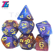 Portable Colorful Universe Galaxy Digital Dice 7pcs/set D4-D20 with Dice Bag DND RPG Gift Toys Board Games DnD Christmas Gift 2024 - buy cheap