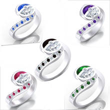 MENGYI-anillos de circonia de dos colores para mujer, sortija de moda para fiesta, regalo de joyería de boda/compromiso 2024 - compra barato