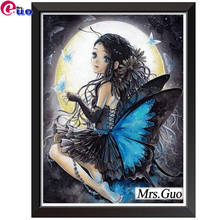 5D DIY Diamond Painting "Butterfly Moon Fairy" Full Square Diamond Embroidered Cartoon Girl Mosaic Picture Gift Home Decor Art 2024 - buy cheap