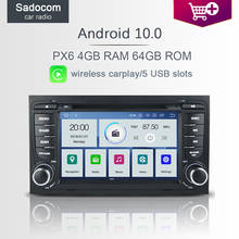 Radio con GPS para coche, reproductor con DVD, 7 pulgadas, PX6, 2 din, Android 10,0, 6 núcleos, 64GB ROM, 4GB, autorradio, mapa, para AUDI A4, SEAT, EXEO (2009-2012), S4 2024 - compra barato