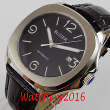 40mm bliger Black dial luminous hands sapphire glass date automatic movement mens watch 2024 - buy cheap