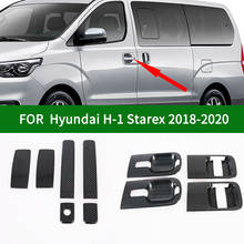 Accesorios brillantes para manija de puerta lateral de coche, cubierta embellecedora de taza de fibra de carbono para Hyundai H-1 H1 Grand Starex 2018 2019 2020 2024 - compra barato