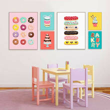 Modern Kawaii Canvas Painting Cakes Ice Cream Macaron Poster Wall Art Picture Home Decoration For Dessert Shop Gift Kitchen 2024 - buy cheap