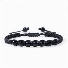 Pulsera trenzada de Reiki para mujer, brazalete con cuentas de piedra Natural mate, cadena hecha a mano, cuerda negra y marrón, regalo de joyería ajustable 2024 - compra barato