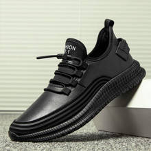 Homens todos os preto clássico confortável masculino casual tênis sapatos de couro genuíno sapatos masculinos apartamentos venda quente mocassins sapatos A52-63 2024 - compre barato